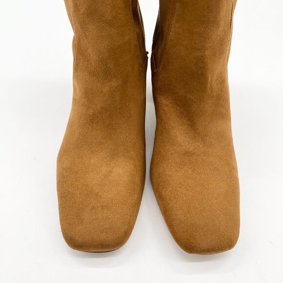 Nordstrom Rack Nala‎ Heeled Boot Womens 8.5 Square Toe Sueded Fabric Riding Fall - Picture 2 of 10